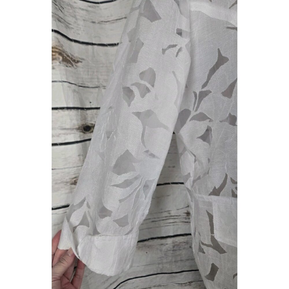 Clara Sun Woo White Floral Burnout Jacket XL Lagenlook Artsy Womens Button - Picture 4 of 7